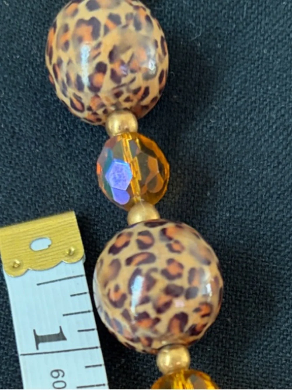 Joan Rivers Leopard Print Bead Necklace in Amber and Iridescent
